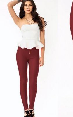 Front Zipper Shiny Finish Color High Waist Skinny Sexy Trends Leggings Pants